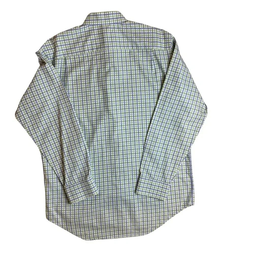 Banana Republic Plaid Blue Green Dress Shirt Button Up Men's Large 16-16.5‎